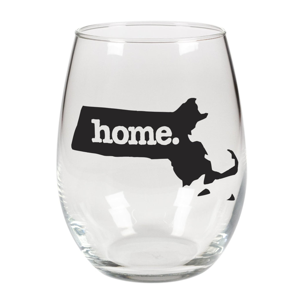 home. Stemless Wine Glass - Massachusetts